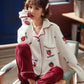 Coral Fleece Pajamas Women's Flannel Pyjamas Plus Size Velvet Thick Sleepwear Autumn Winter Warm Home Wear Suits Tops Pants Sets Long Sleeve Outwear