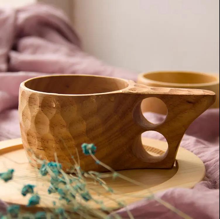 Japanese-Style Wood Coffee Mug  Portable Rubber Wooden Tea Milk Cups Drinking Mugs Drinkware Handmade Juice Lemon Teacup Gift