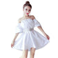 Sexy White Off Shoulder Belt Sexy Slash Neck Dress Elegant Club  Party Dress Women Short Dress