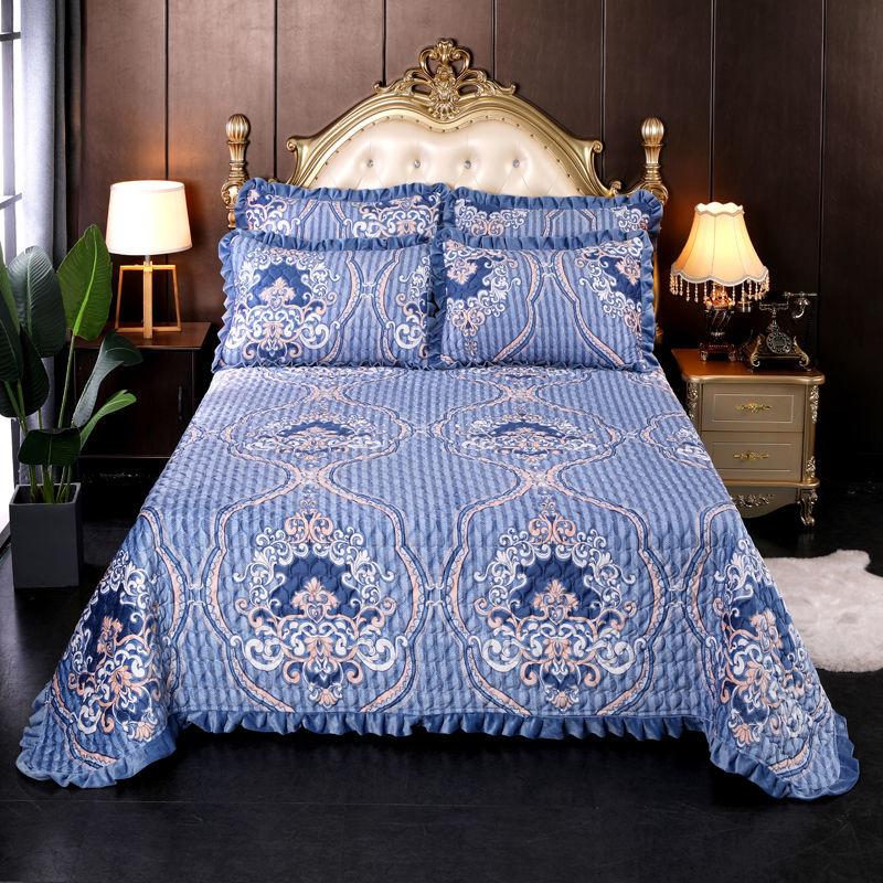 3pcs/set Thick Velvet Bed Sheet Set  Winter Double-sided Short Velvet Blanket Pillowcases Three-piece Set