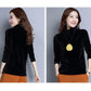 Autumn and Winter High-neck Women's Bottoming Shirt Fashion Gold Velvet Sweater with Long Sleeves Loose Blouse