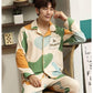Extra Long Sleeve Men's Spring and Autumn Pajamas Cardigan Young Middle-aged Home Service Suit