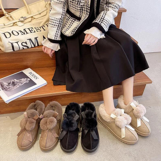 Winter Wear Cute Bread Shoes and Snow Boots Women's Thick and Velvet Warm Cotton Shoes