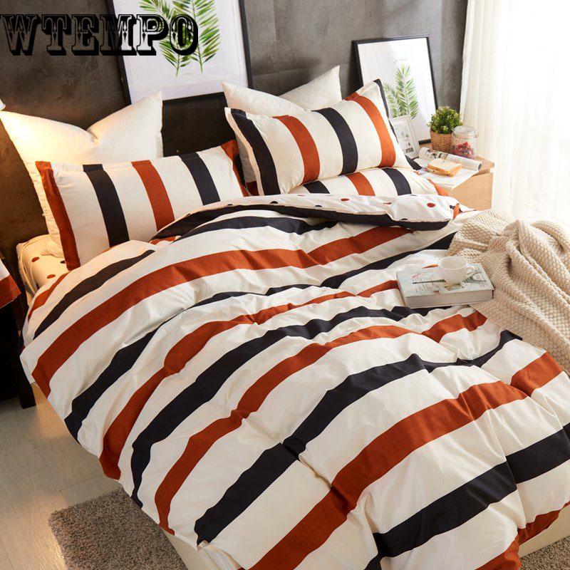 Pattern Summer Duvet Thin Quilt & Flat Bed Sheet & Pillowcase Bedding Set Soft Skin-friendly