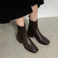 Chelsea Boots Flat Short Boots Autumn and Winter British Style Winter Boots Thick Heel Knitted Stretch Martin Boots Women