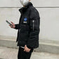 Men's Winter Down Jacket Plus Size PU Leather Camouflage Jacket Streetwear Coat Stand Collar Solid Color Casual Jackets Warm Thick Black Clothing