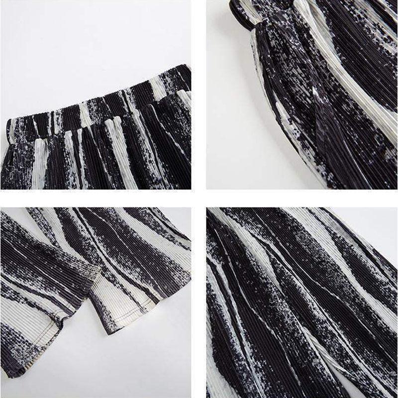 Tie-dye Print Wide-leg Pants Women's Summer Loose Straight Thin Casual Trousers High Waist Slim Drape Pants