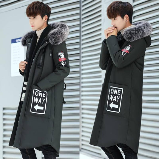 Plus Size Down Jacket Trend Casual Men's Autumn and Winter Long Cotton Clothing
