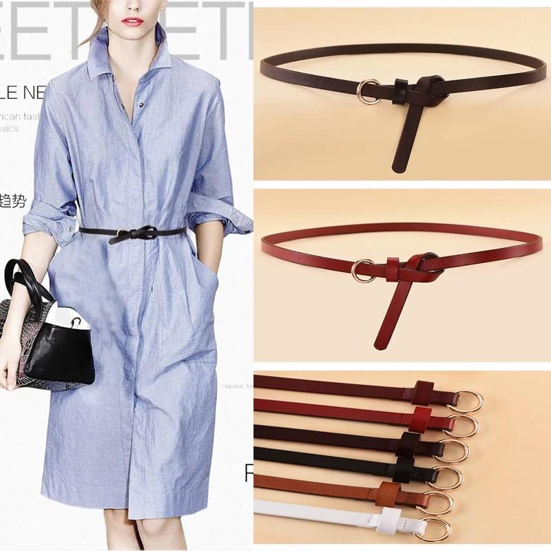 Women's Sweater Belt Decoration Can Be Knotted Belt Dress Leather Cowhide Small Belt Skirt Belt Black Sash Belt for Dress