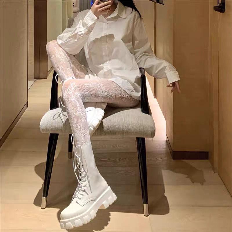 Spring and Autumn Thin Lolita White Lace Stockings Cute Lady Princess Lolita Hollow Tights Lolita Bottoming Socks