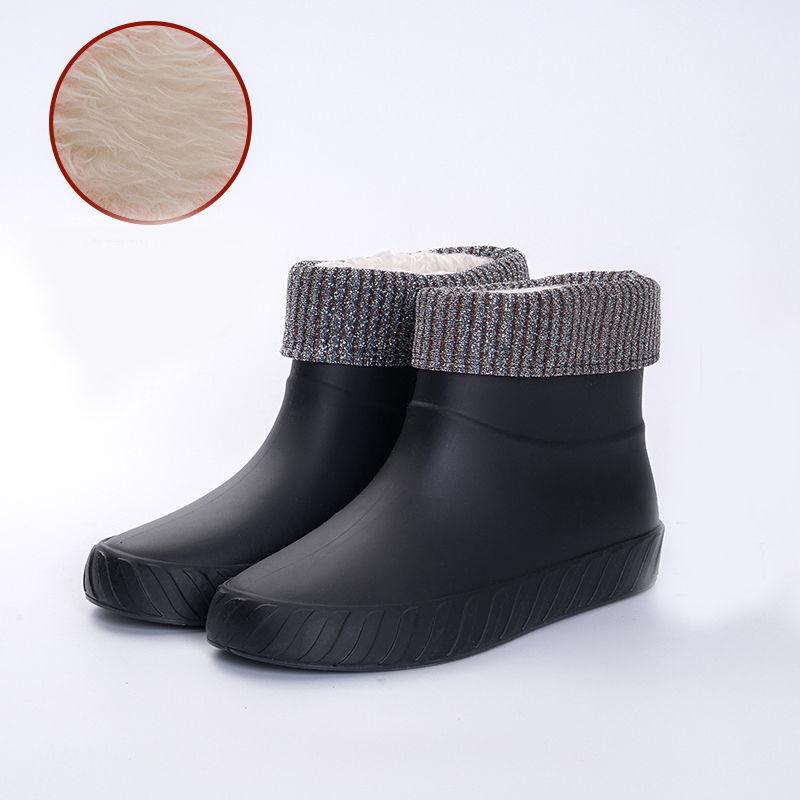 Four Seasons Non-slip Short Tube Cotton Shoes Plus Velvet Thickening Warm and Comfortable Waterproof Boots