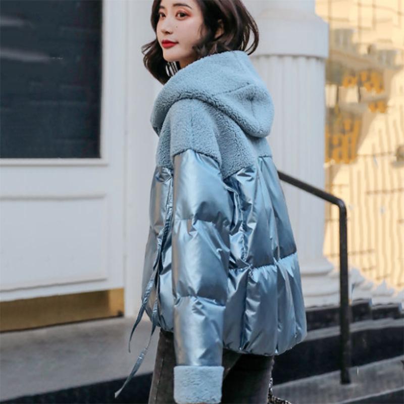 Women's Winter Korean Loose Quilted Coat Warm Stand-collar Down Jacket Women's Glossy Mid-length Down Jacket