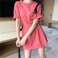 Send A Belt T-shirt Female Mid-length Short-sleeved Loose All-match T-shirt Dress Solid Color Students