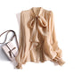 Knotted Ribbon Shirt Elegant Ladies Thin Small Shirt Top Bow