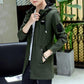 Spring & Fall Hooded Jacket Long Coat Solid Color Trend Parka Casual Slim Windbreaker for Youth Men