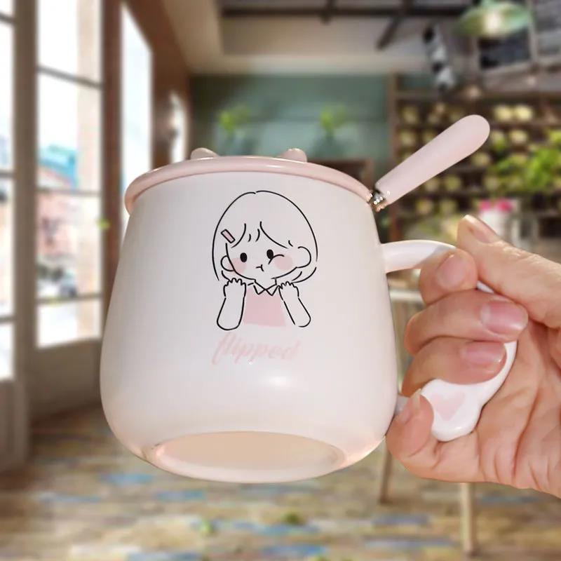 Cartoon Cute Baby Cup Ins High-value Cute Boy and Girl Couple Cup Large-capacity Water Cup Home Ins Wind Mug