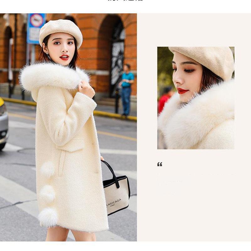 Fashion Women's Woolen Coat Popular Korean Imitation Mink Velvet Gold Mink Mid-length Coat