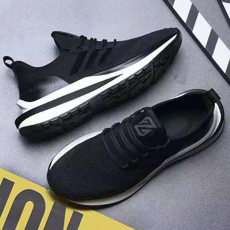 Men's Spring and Summer Breathable Deodorant Casual Sports Shoes Running Shoes Trend All-match Flying Mesh Shoes
