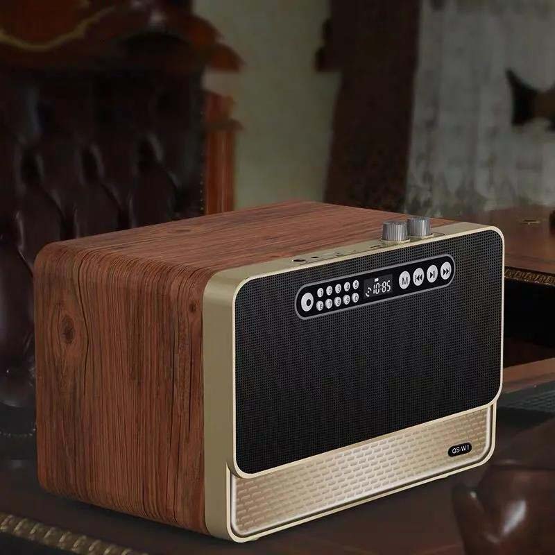 High-quality Wireless Bluetooth Speaker Subwoofer High-power Household Wooden Large Audio HIFI3d Surround Radio