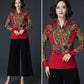 Autumn Winter Ethnic Style  Floral Print Sweater Knit Pullover Jumper Tops  Casual Slim Warm Woolen Sweater