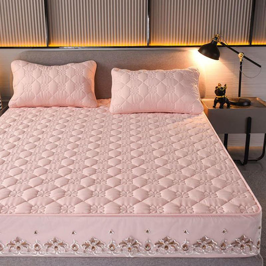 Cotton Mattress Cover One-piece Lace Bedspread Soft Quilted Skin-friendly Simmons Mattress Protector