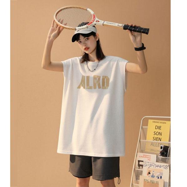 Sports Vest Female Summer Wear All-match Thin American Basketball T-shirt Japanese Broadband Cut-sleeve Top Casual Fitness Jogging Sleeveless T-shirt
