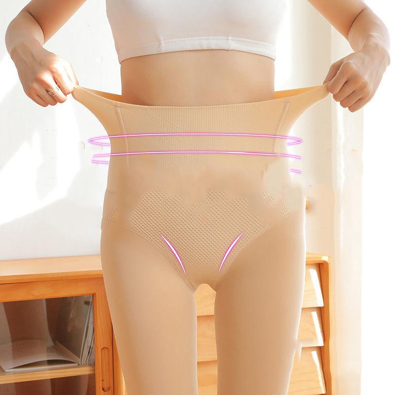 High Waist Abdomen Plus Velvet Thickened Leggings for Women To Wear Autumn and Winter Light Legs Artifact Stewardess Gray All-in-one Skin Warm Pants