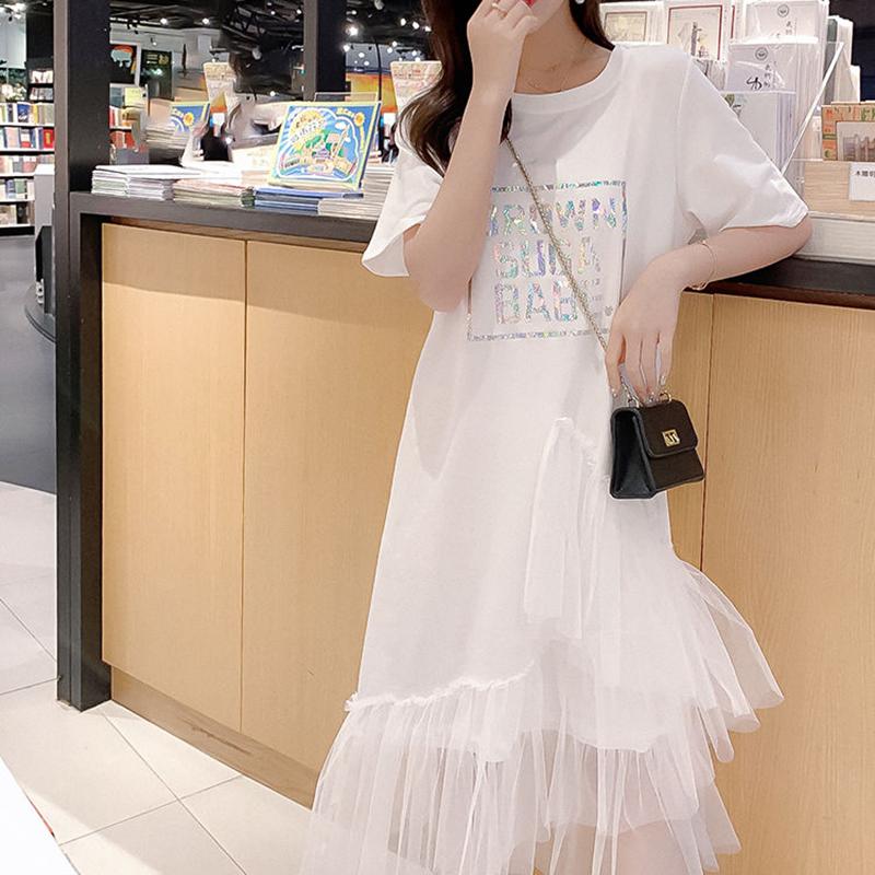 Dress Female Student Korean Version Loose Large Size Net Yarn Fairy Skirt Summer Small Fresh T-shirt Long Dress