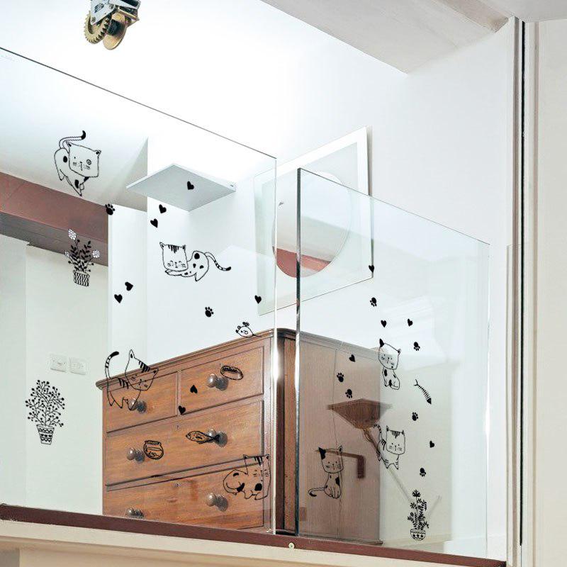 [Wall sticker] cartoon cats wall stickers kitchen bathroom bedroom stair refrigerator diy wall decal