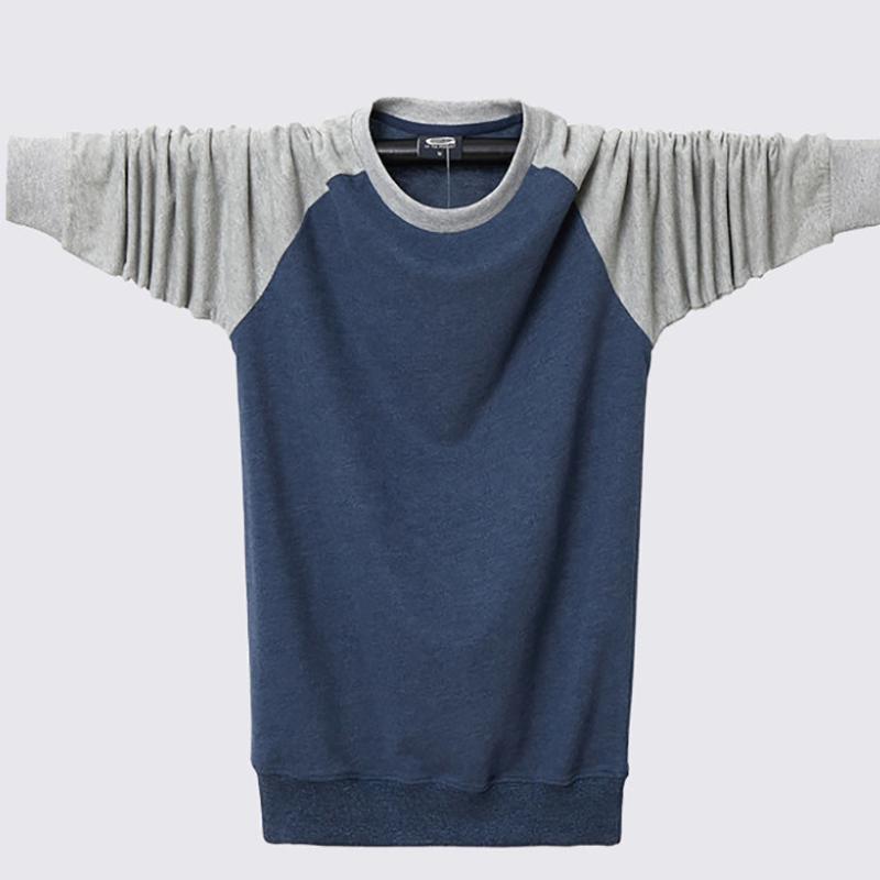 Autumn Men's Cotton Round Neck Plus Fat Plus Size Sweater Loose Long-sleeved Sweatershirts For Fat Guy
