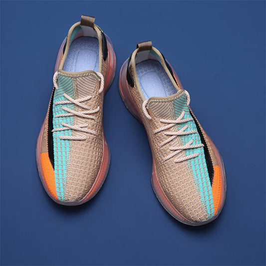 Summer Men's Shoes Popcorn Running Shoes Flying Woven Male Breathable Couple Models Sneakers