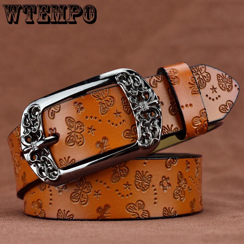 Leather Belts for Women Jeans Strap Vintage Metal Pin Buckle Fashion Style Trouser Cummerbunds