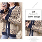 Bear Jacquard Sweater Jacket Women's Autumn and Winter Loose and Lazy Style Contrast Color Knitted Cardigan Top Trendy