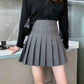 Pleated Skirt Women's Summer College Style High Waist A-line Skirt All-match Short Black Skirt