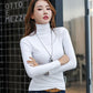 Fashion Women's Pullover Winter High Neck Women's Bottoming Shirt Long-sleeved Solid Color Slim Women's Cotton Top