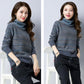 Autumn and Winter Plus Velvet Thick Sweater Knitted Loose Large Size Base Shirt High Neck Warm Female Sweater