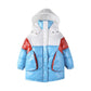Girls' Warm Cotton Coat Thicken Plus Fleece Windproof Cotton Clothing Mid-length Contrast Stitching Quilted Jacket