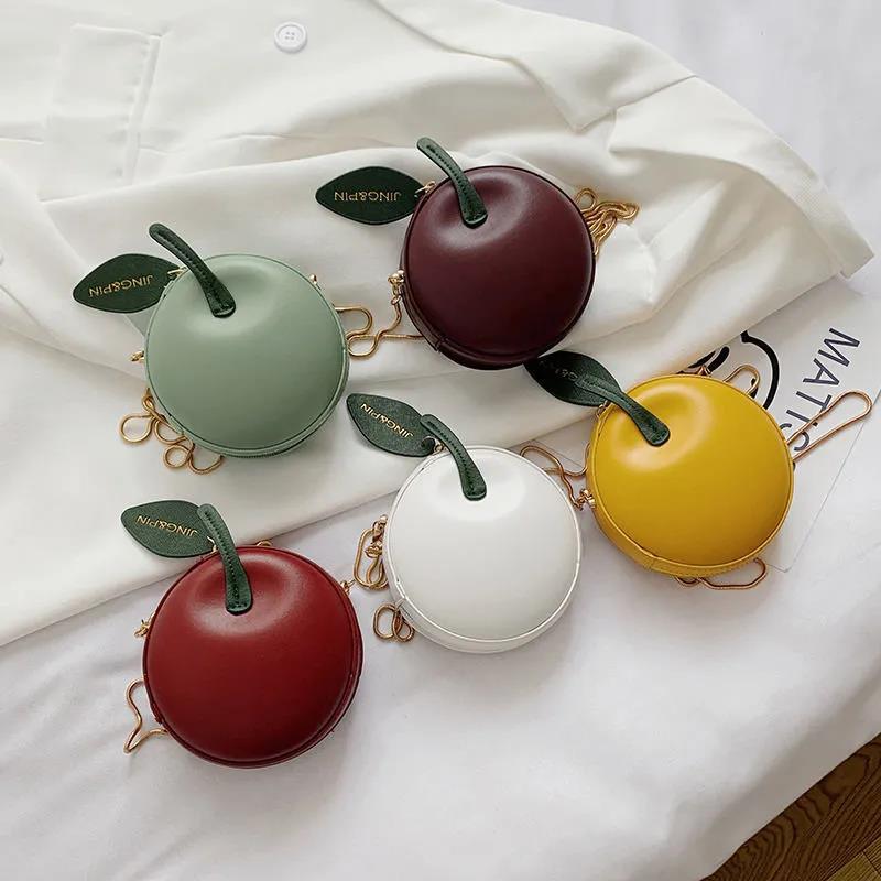 Round Bag Cartoon Fruit Messenger Bag Cute Small Bag Wild Mini PU Bag Girl Student Outing Trip Crossbody Bags