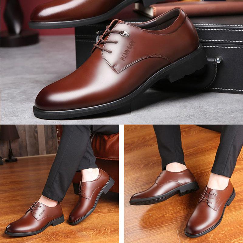 Men's Business Casual Leather Shoes Non-slip British Men's Shoes Breathable Work Men's Work Shoes