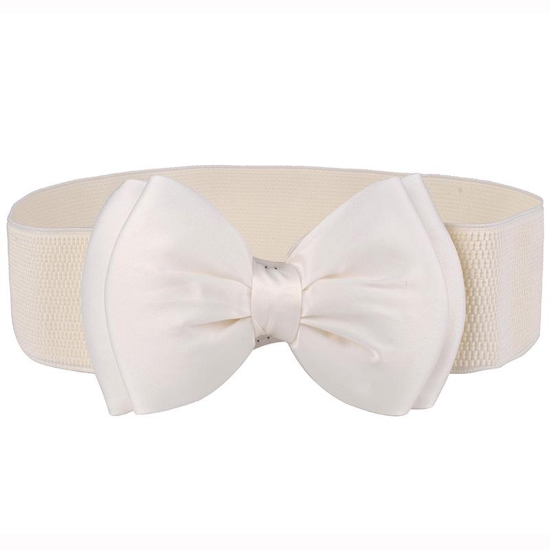 Elastic Belt Ladies Chiffon Bow High Elasticity Snap Wide Belt