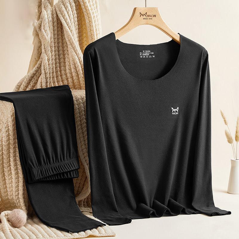 Women Winter Autumn Warm Clothes Thermal Underwear O-neck Tops Pants Female Tight Student Thicken Soft Lining Long Sleeve High Elasticity Tracksuit