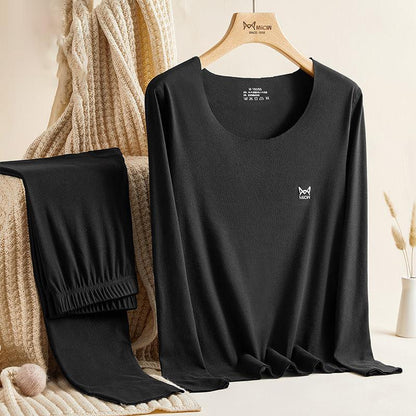 Women Winter Autumn Warm Clothes Thermal Underwear O-neck Tops Pants Female Tight Student Thicken Soft Lining Long Sleeve High Elasticity Tracksuit