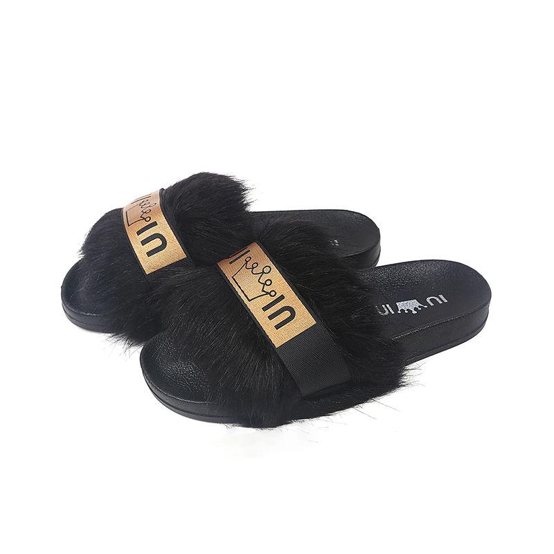 Hairy Slippers Women Wear Autumn and Winter Ins Tide 2020 Ms. Home Net Red Thick Bottom Indoor Cotton Slippers