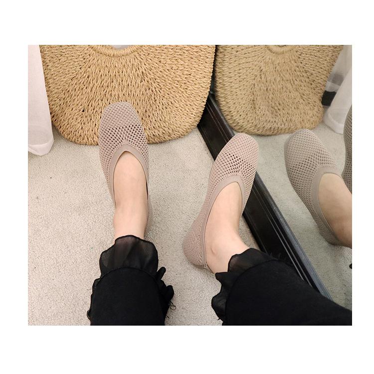 Fangtou Granny Shoes Women's New Soft Soled Hollow Out Casual Shoes Flat Sole Single Shoes