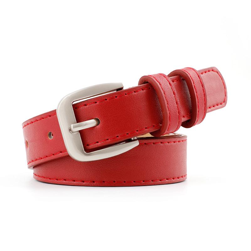 Waist Belt Teenager Boys Girls Students Buckle Waist Belt Leather Solid Color