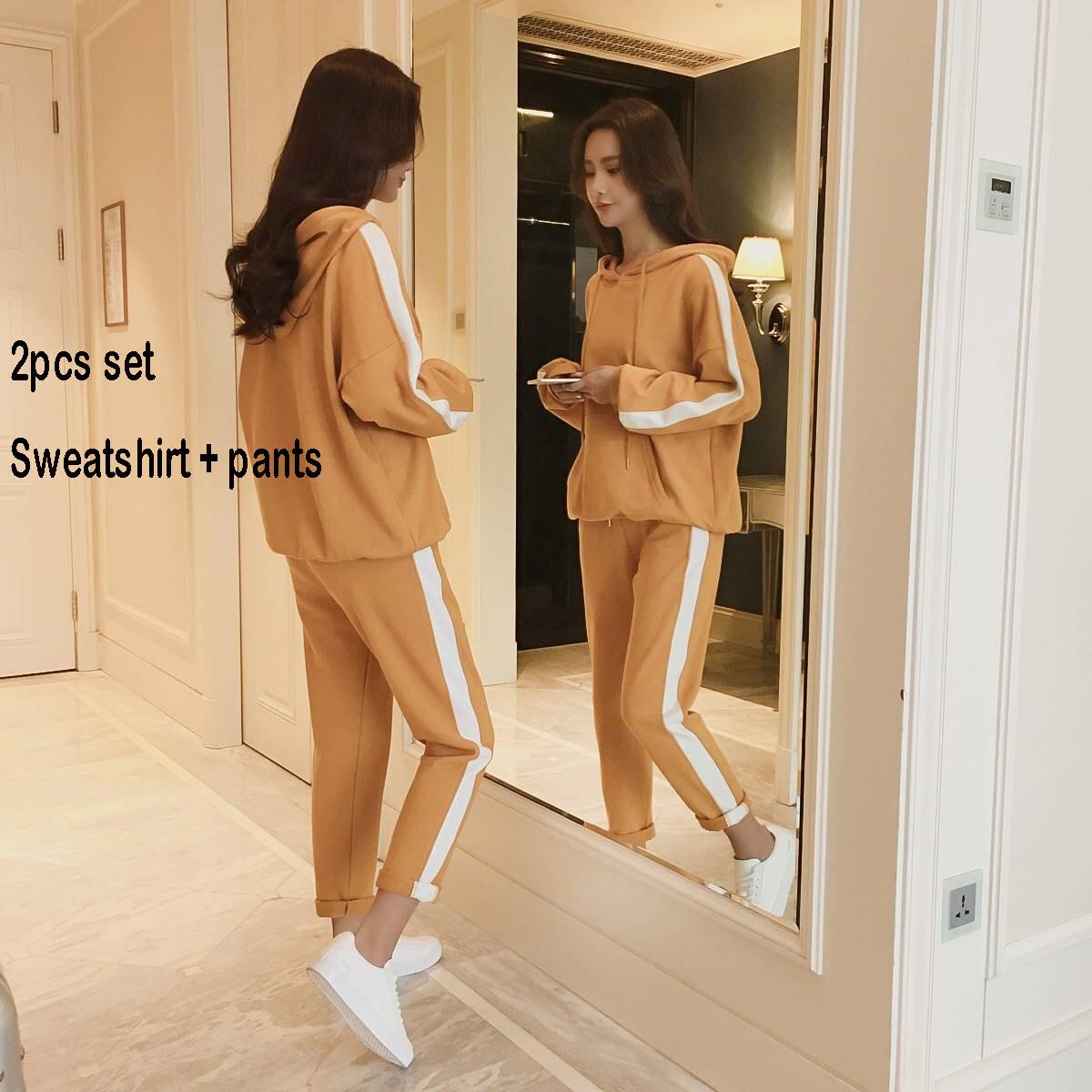Set Large Size Spring And Autumn Women's 2pcs Set Wild Long-Sleeved Casual Sweatshirt