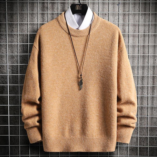 Autumn And Winter Men Casual Imitated Mink Wool Solid Color O Neck Pullover Sweaters 9 Color M-3XL