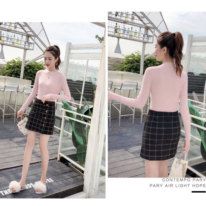 Winter letter embroidered turtleneck sweater bottoming female  long sleeve pullover Slim sweater