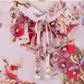 Floral Blouse Women's Lace-up Summer Round Neck All-match Short-sleeved Chiffon Shirt