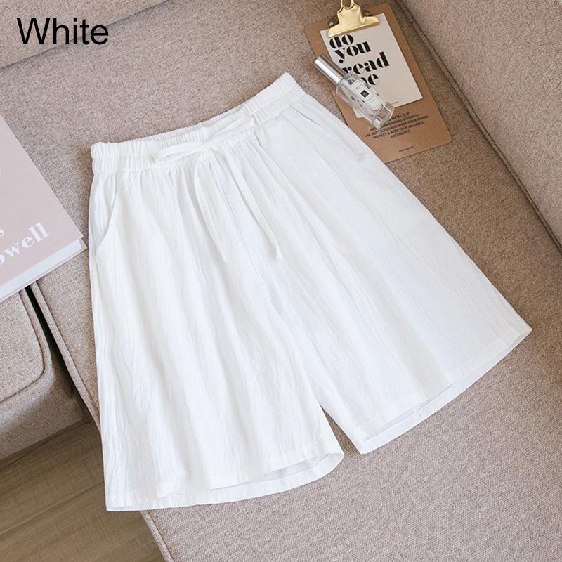 Summer Thin Section Breathable Cotton and Linen Shorts Women's Large Size Home Linen Five Points Loose Wide-leg Pants